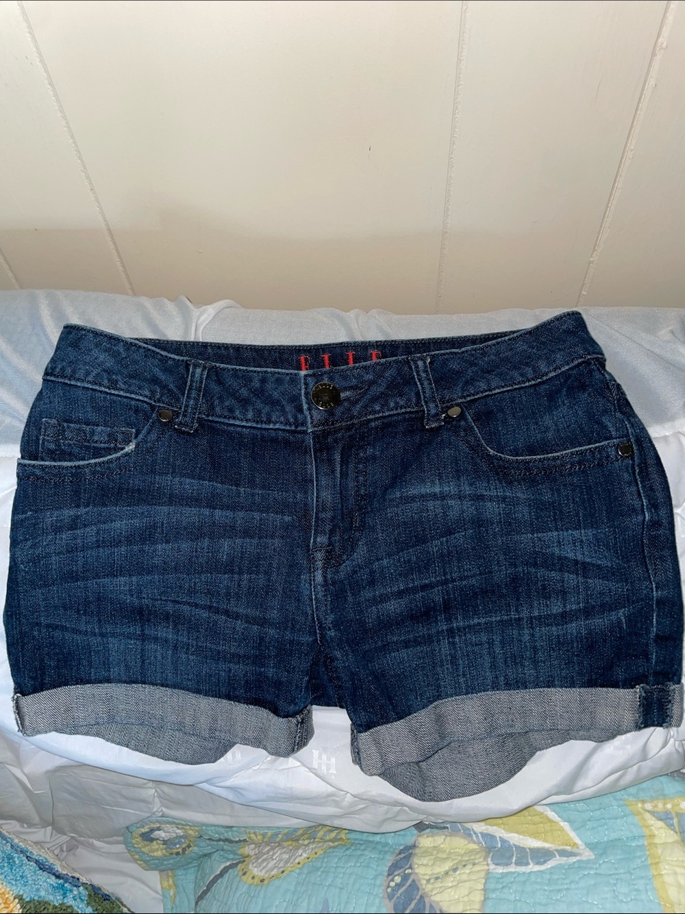 Dark Blue Elle Size 2 Cuffed Denim Shorts